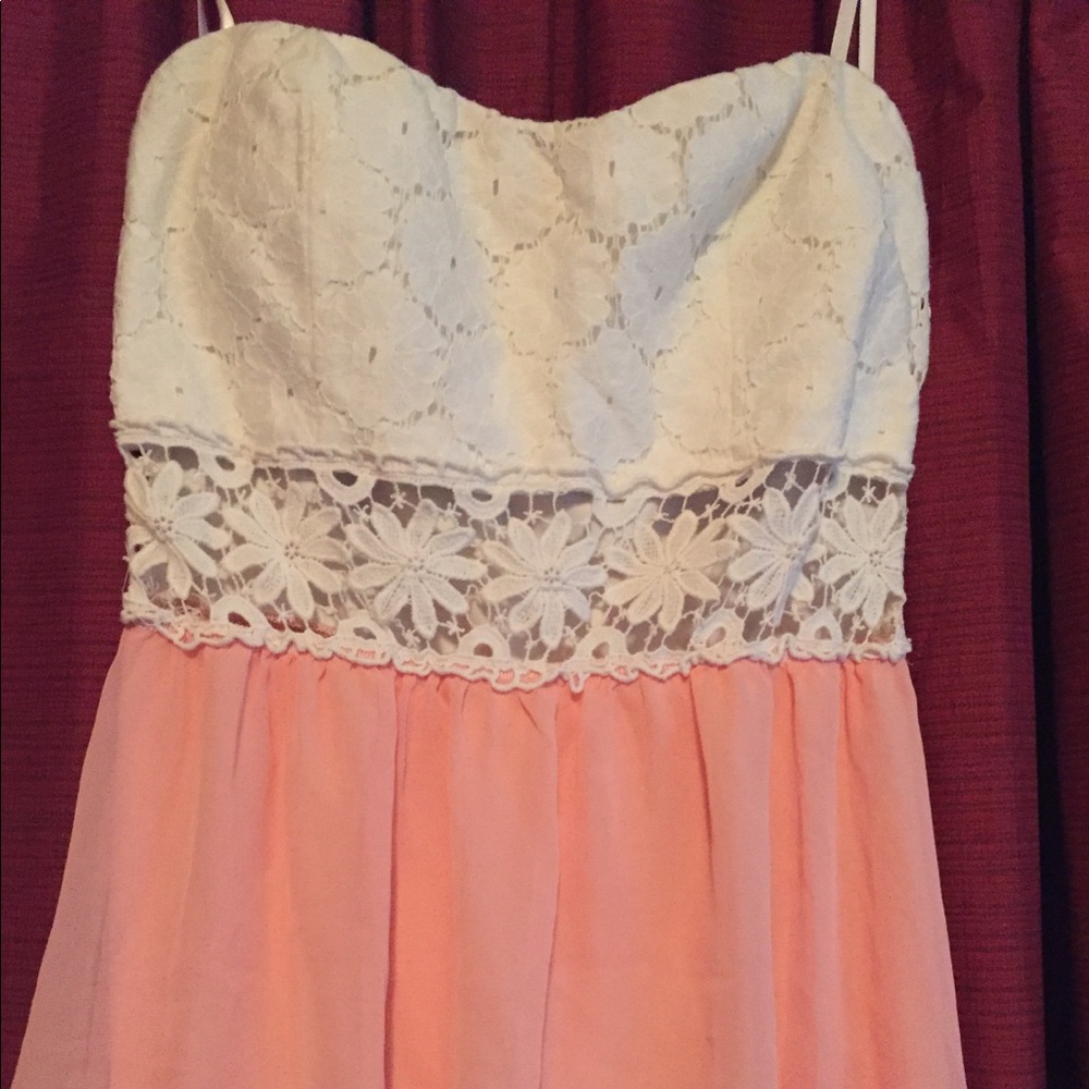 Deb strapless high low  lace dress